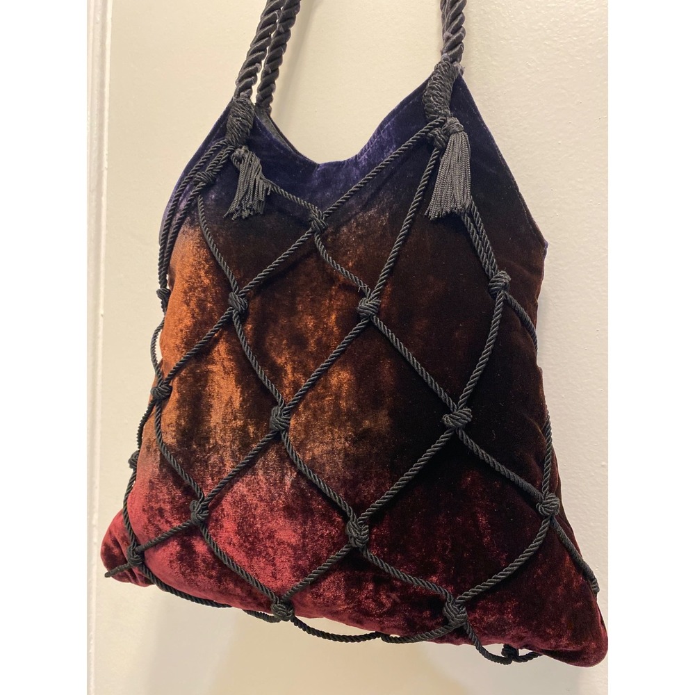 Capaccioli vintage made in italy ombre color velvet handbag with rope detailing